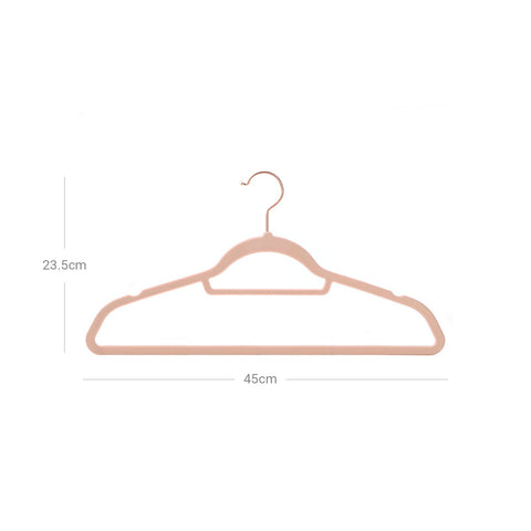 Rootz 50 Pack Velvet Hangers - Rose Gold Hook - Space Saving Hangers - Non-Slip Hangers - Lightweight - 45cm x 0.6cm x 23.5cm
