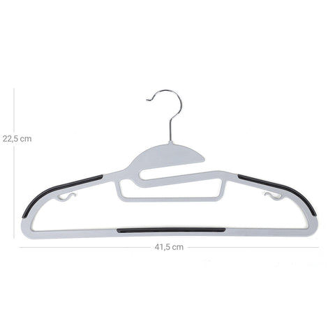 Rootz 20 Pack Dark Gray ABS Plastic Hangers - Space Saving Hangers - Lightweight Hangers - Max Load 5kg - 41.5cm x 22.5cm x 0.5cm