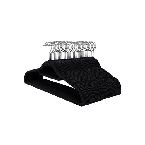 Rootz Velvet Coat Hangers - Non-Slip Hangers - Space-Saving Hangers - Durable ABS Plastic - 45cm x 23.5cm x 0.6cm