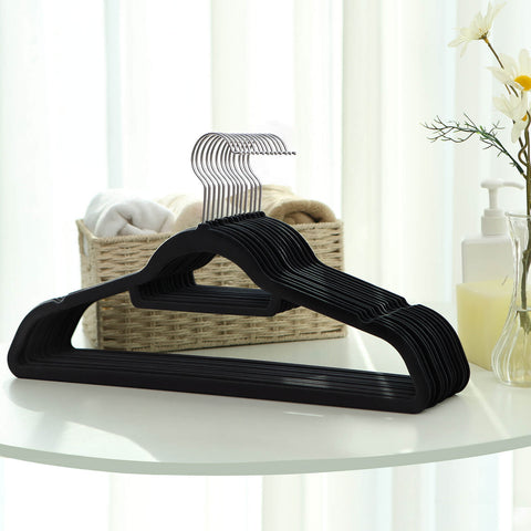 Rootz Velvet Coat Hangers - Non-Slip Hangers - Space-Saving Hangers - Durable ABS Plastic - 45cm x 23.5cm x 0.6cm
