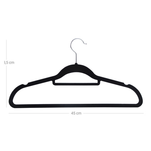 Rootz Velvet Coat Hangers - Non-Slip Hangers - Space-Saving Hangers - Durable ABS Plastic - 45cm x 23.5cm x 0.6cm