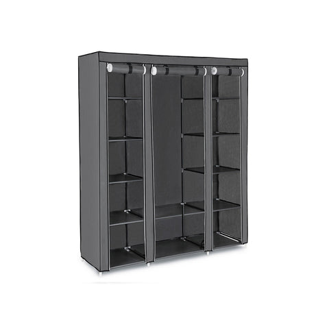 Rootz Gray Fleece Fabric Folding Cabinet - Storage Organizer - Portable Wardrobe - Steel Tube Construction - Lightweight - Easy Assembly - 150cm x 175cm x 45cm