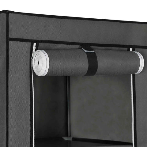 Rootz Gray Fleece Fabric Folding Cabinet - Storage Organizer - Portable Wardrobe - Steel Tube Construction - Lightweight - Easy Assembly - 150cm x 175cm x 45cm