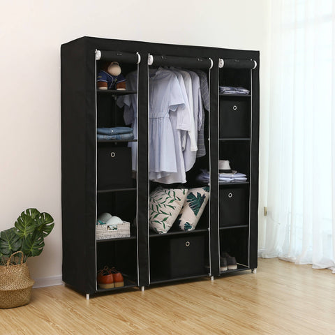 Rootz Folding Wardrobe - Closet Organizer - Storage Cabinet - Tubular Steel Frame - Fleece Fabric - Dust-Free Storage - Space-Saving Design - 150cm x 175cm x 45cm