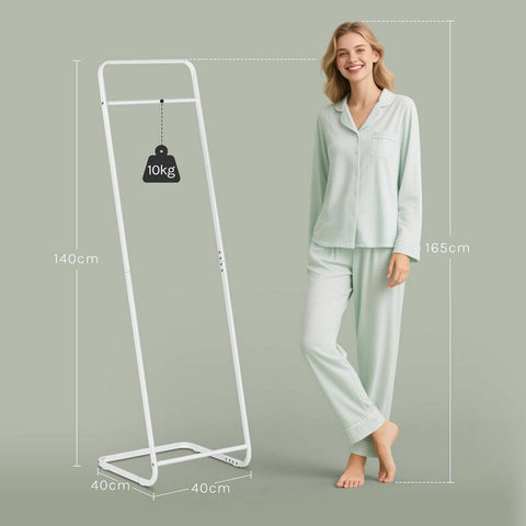 Rootz Clothing Rack - Cloakroom Stand - Garment Rail - Space-Saving - 40x140x40 cm - Metal White - Robust and corrosion-resistant design