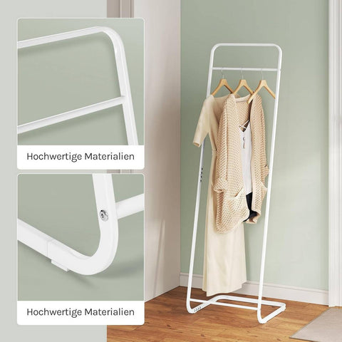 Rootz Clothing Rack - Cloakroom Stand - Garment Rail - Space-Saving - 40x140x40 cm - Metal White - Robust and corrosion-resistant design