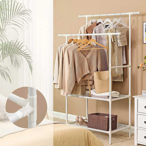 Rootz Morning Stress Relief Clothes Rack - Wardrobe Organizer - Clothing Stand - Iron Pipes - Non-Woven Fabric - Organize Outfits - Save Time - Maximize Space - 112cm x 49cm x 177cm