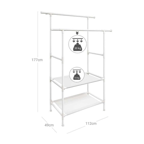 Rootz Morning Stress Relief Clothes Rack - Wardrobe Organizer - Clothing Stand - Iron Pipes - Non-Woven Fabric - Organize Outfits - Save Time - Maximize Space - 112cm x 49cm x 177cm