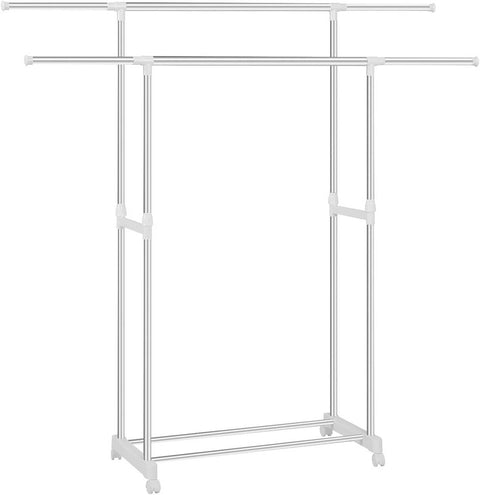 Rootz Extendable Clothes Rack - Adjustable Garment Rack - Rolling Coat Stand - Stainless Steel - Space Saving - 151.5cm x 171cm x 42cm