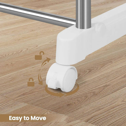 Rootz Extendable Clothes Rack - Adjustable Garment Rack - Rolling Coat Stand - Stainless Steel - Space Saving - 151.5cm x 171cm x 42cm