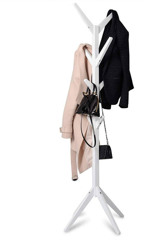 Rootz Standing Clothes Rack - Coat Stand - Hall Tree - Sturdy Organizer - Solid Wood - 180cm x 43cm x 43cm