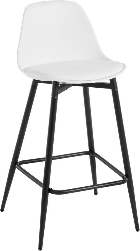 Rootz Bar Stool - Kitchen Stool - Breakfast Chair - Bistro Seating - Ergonomic Comfort, PP & Metal, 43x86.5x42cm, Modern Black/White/Grey, Sturdy 150kg