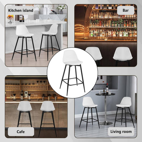 Rootz Bar Stool Set of 4 – Kitchen Stool – Padded Counter Chairs – Ergonomic, Durable, Modern Design – 43 x 86.5 x 42 cm – White – Metal Legs, Footrest