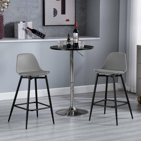 Rootz Klihome Bar Stool Set of 4 - Kitchen Stool - Breakfast Chairs - Padded Comfort - Modern Style - 43x86.5x42cm - Grey, Metal Legs, Footrest