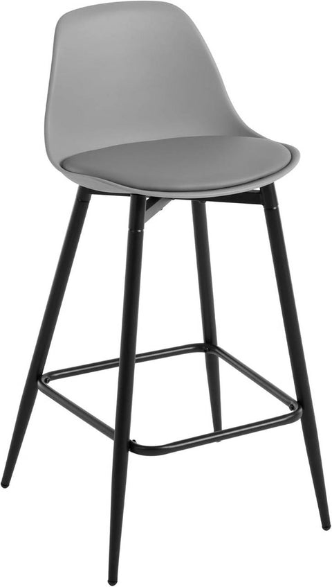 Rootz Klihome Bar Stool - Kitchen Stool - Counter Chair - Modern Comfort - Ergonomic Design, 43 x 86.5 x 42 cm, Black/Grey, Padded, Metal Legs