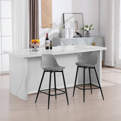 Rootz Klihome Bar Stool - Kitchen Stool - Counter Chair - Modern Comfort - Ergonomic Design, 43 x 86.5 x 42 cm, Black/Grey, Padded, Metal Legs