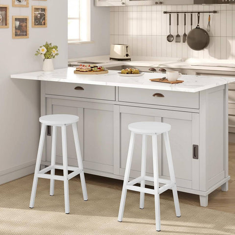 Rootz Klihome Bar Stool 2 Set - Counter Stool - Kitchen Seat - Scratch-Resistant - 30.5 x 64.5 x 30.5 cm - White