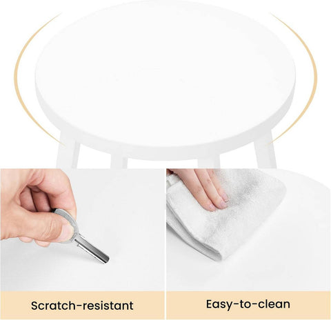 Rootz Round Bar Stools Set of 6 – Kitchen Island High Stools – Bistro Chairs – Metal Frame – Stable & Easy Clean – 30.5x64.5x30.5cm – White