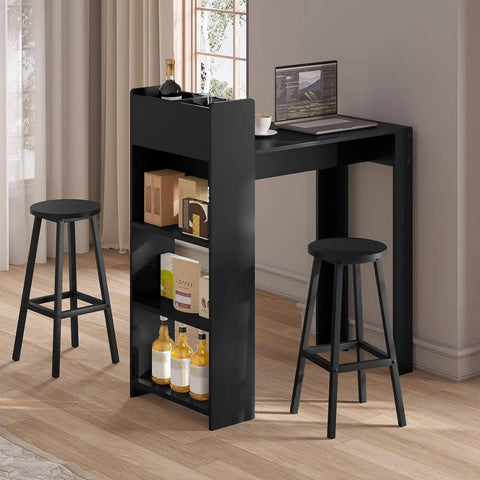 Rootz 6 Piece Set Round Bar Stools - Kitchen Island Stools - Bistro Chairs - Sturdy Metal Frame, Footrest, Easy-Clean - Black - 30.5x64.5x30.5cm