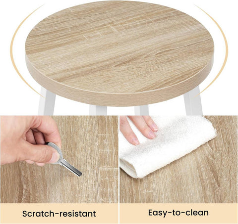 Rootz Set of 4 Round Bar Stools – Counter Chairs – Kitchen Island Seating – Anti-Slip, Easy-Clean – 30.5x64.5x30.5cm – Brown Metal Frame