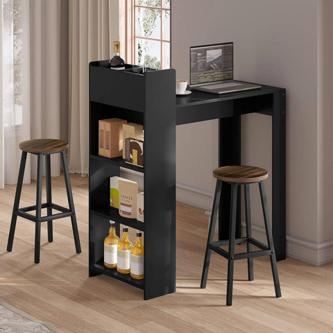 Rootz Round Bar Stools Set of 4 – Kitchen Island Chairs – Bistro Stools – Metal Frame – Footrest – Durable & Easy to Clean – 30.5x64.5x30.5cm – Brown