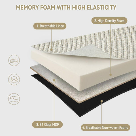 Rootz Storage Ottoman Stool - Cube Seat - Footrest Box - Padded Organizer - Space-Saving Comfort - 30x30x30cm Brown Linen