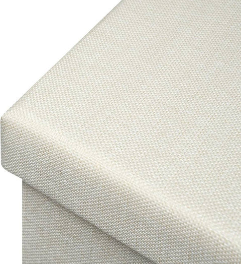 Rootz Storage Ottoman Stool - Cube Seat - Footrest Box - Padded Organizer - Space-Saving Comfort - 30x30x30cm Brown Linen