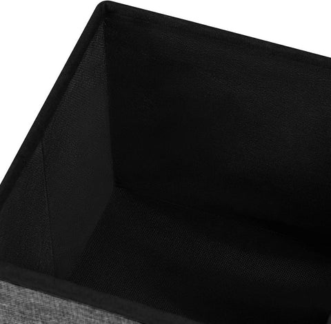 Rootz Storage Ottoman Stool - Cube Seat - Footrest - Linen Upholstered - Hidden Storage, Sturdy, 38x38x38 cm, Grey