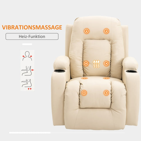 Rootz Massage Chair - Recliner Chair - Relaxation Chair - 8 Vibration Points - Heating Function - 85cm x 94cm x 104cm - Faux Leather