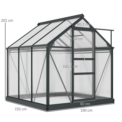 Rootz Polycarbonate Greenhouse - Winter Greenhouse - Garden Shelter - UV Resistant - 190 x 192 x 201 cm