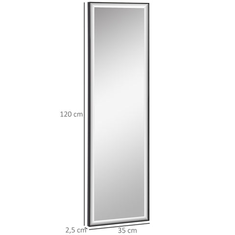 Rootz Wall Mirror - Large Black Mirror - Shatterproof Reflective Surface - Safety Film - 120L x 35W cm - Aluminum Alloy Frame