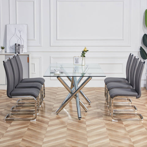 Rootz 4 Piece Set Dining Chairs - Dinner Chairs - Ergonomic Seating - Chrome-Plated Stability - 42cm x 54cm x 100cm