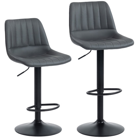 Rootz Bar Stool Set of 2 - Retro Bar Chairs - Adjustable Counter Stools - Swivel Kitchen Stools - Comfort with Footrest - 43x49.5x111cm