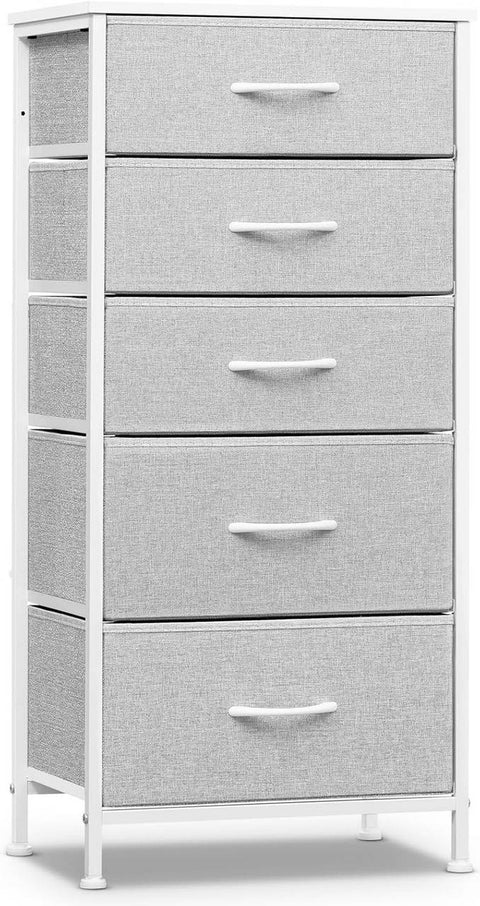 Rootz Chest of Drawers - Dresser - Storage Unit - Metal Frame - Grey and White-  45.5x95.5x30 cm - Organizes Efficiently