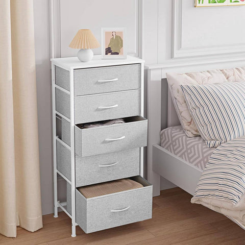 Rootz Chest of Drawers - Dresser - Storage Unit - Metal Frame - Grey and White-  45.5x95.5x30 cm - Organizes Efficiently