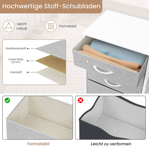 Rootz Chest of Drawers - Dresser - Storage Unit - Metal Frame - Grey and White-  45.5x95.5x30 cm - Organizes Efficiently