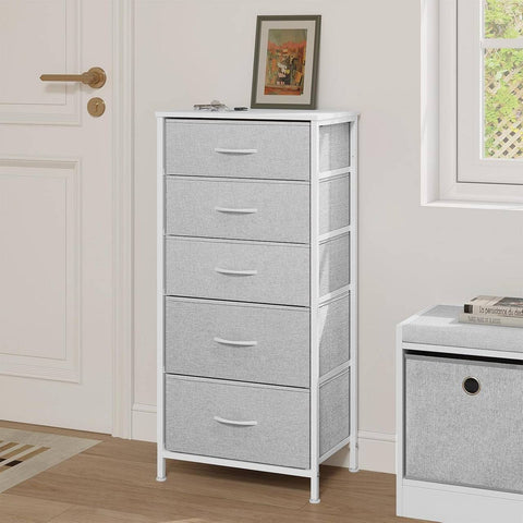 Rootz Chest of Drawers - Dresser - Storage Unit - Metal Frame - Grey and White-  45.5x95.5x30 cm - Organizes Efficiently