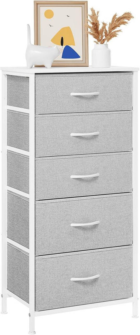 Rootz Chest of Drawers - Dresser - Storage Unit - Metal Frame - Grey and White-  45.5x95.5x30 cm - Organizes Efficiently
