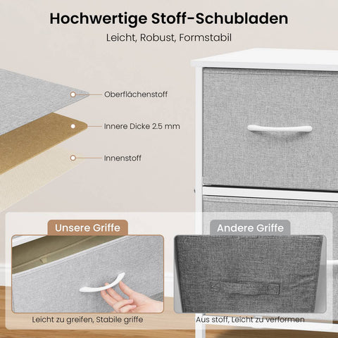 Rootz Choker Cabinet 5 Drawer - Storage Cabinet - Organizer Chest - Grey Wood - Metal Frame - 100 x 54 x 30 cm - Space-Saving