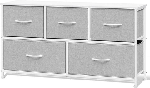 Rootz Choker Cabinet 5 Drawer - Storage Cabinet - Organizer Chest - Grey Wood - Metal Frame - 100 x 54 x 30 cm - Space-Saving