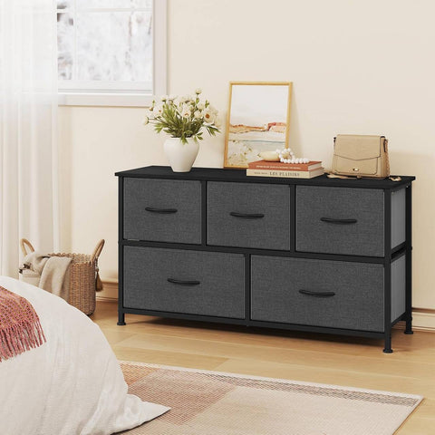 Rootz Choker Cabinet 5 Drawer Storage - Organizer - Dresser - Robust Metal Frame - 100cm x 54cm x 30cm - Black & Grey