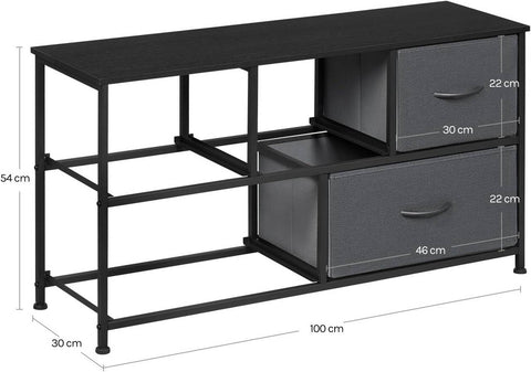 Rootz Choker Cabinet 5 Drawer Storage - Organizer - Dresser - Robust Metal Frame - 100cm x 54cm x 30cm - Black & Grey