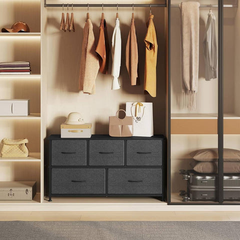 Rootz Choker Cabinet 5 Drawer Storage - Organizer - Dresser - Robust Metal Frame - 100cm x 54cm x 30cm - Black & Grey