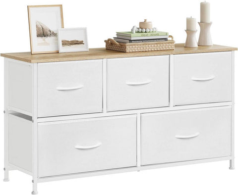 Rootz White and Brown Choker Cabinet 5 Drawers - Storage Chest - Organizer Unit - Saves Space - 100x54x30cm