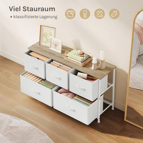 Rootz White and Brown Choker Cabinet 5 Drawers - Storage Chest - Organizer Unit - Saves Space - 100x54x30cm