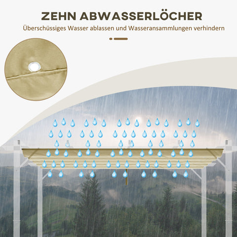 Rootz Pergola Replacement Roof - Canopy - Shade Cover - Rain Drainage - 250L x 255W cm - Brown Polyester