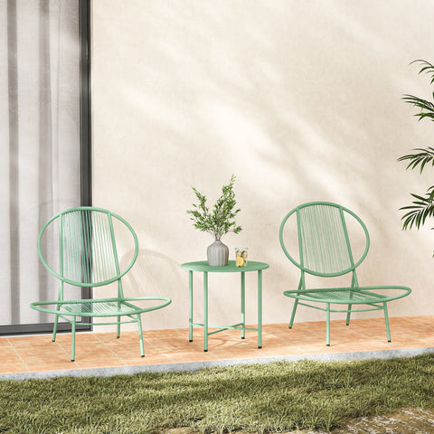 Rootz 3-Part Bistro Set - Garden Furniture Set - Poly Rattan Chairs - Weatherproof - Stainless Steel - 74cm x 68cm x 78cm