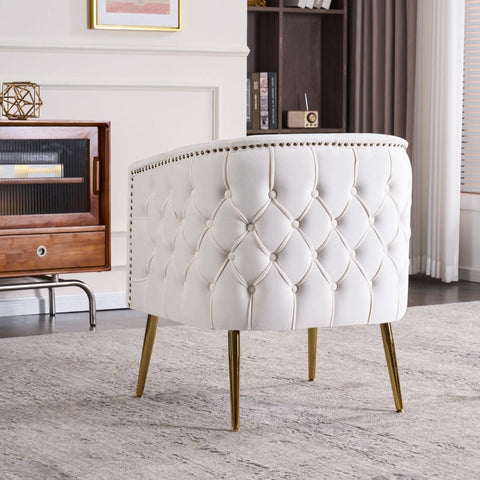 Rootz Beige Reading Chair - Armchair - Accent Chair - High-Density Foam Comfort - 65.27L x 64.77W x 73.66H cm