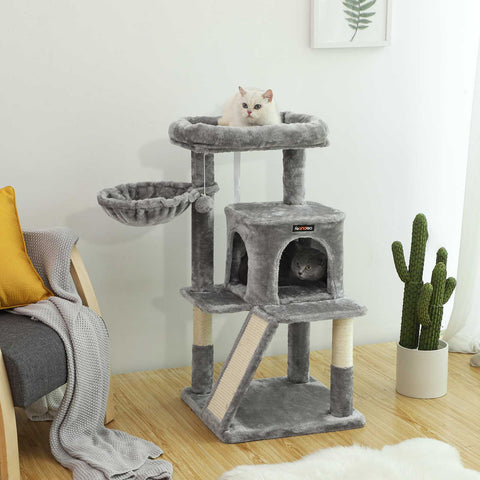 Rootz Cat Scratching Post - Cat Tower - Kitty Condo - Sisal Scratcher - Plush Platforms - Cozy Cave - 48cm x 48cm x 96cm