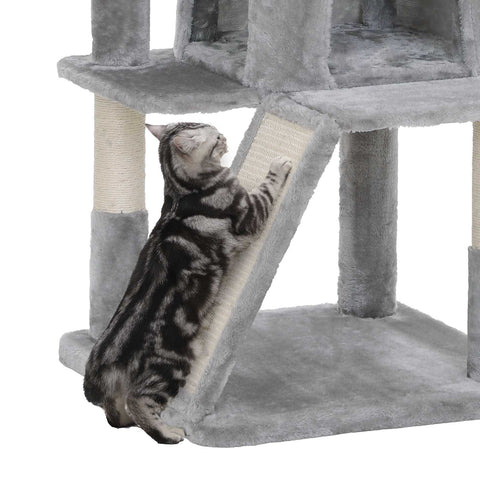 Rootz Cat Scratching Post - Cat Tower - Kitty Condo - Sisal Scratcher - Plush Platforms - Cozy Cave - 48cm x 48cm x 96cm